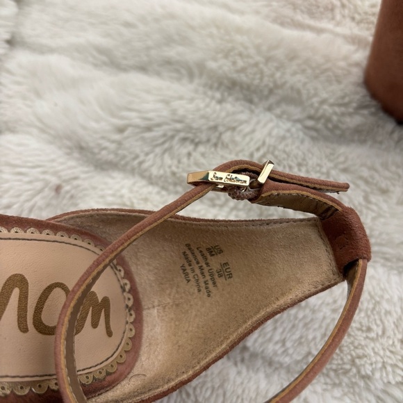 Sam Edelman Suede Leather Studded Open Toe Chunky Heels Size 8 - Picture 16 of 16